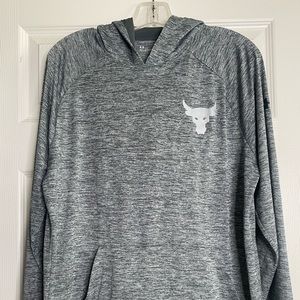 Mens “The Rock” Under Armour Heat Gear long sleeve with hood. Drifit.